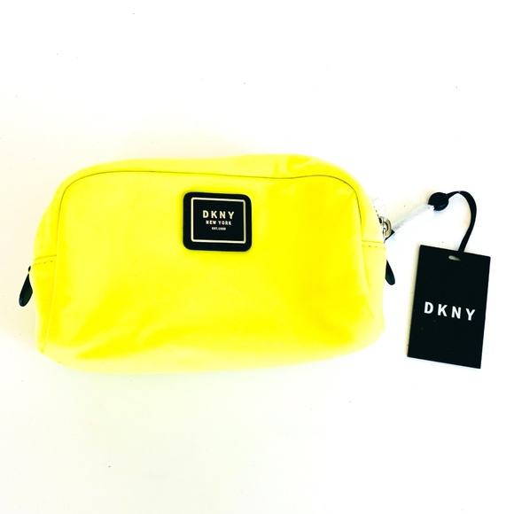 Dkny Bags New Dkny Bright Neon Yellow Cosmetic Pouch Zipper Poshmark